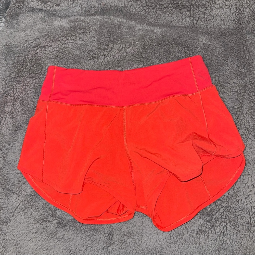 RED speed up mid rise lined 4” shorts like new barely worn LULULEMON ATHLETICA
